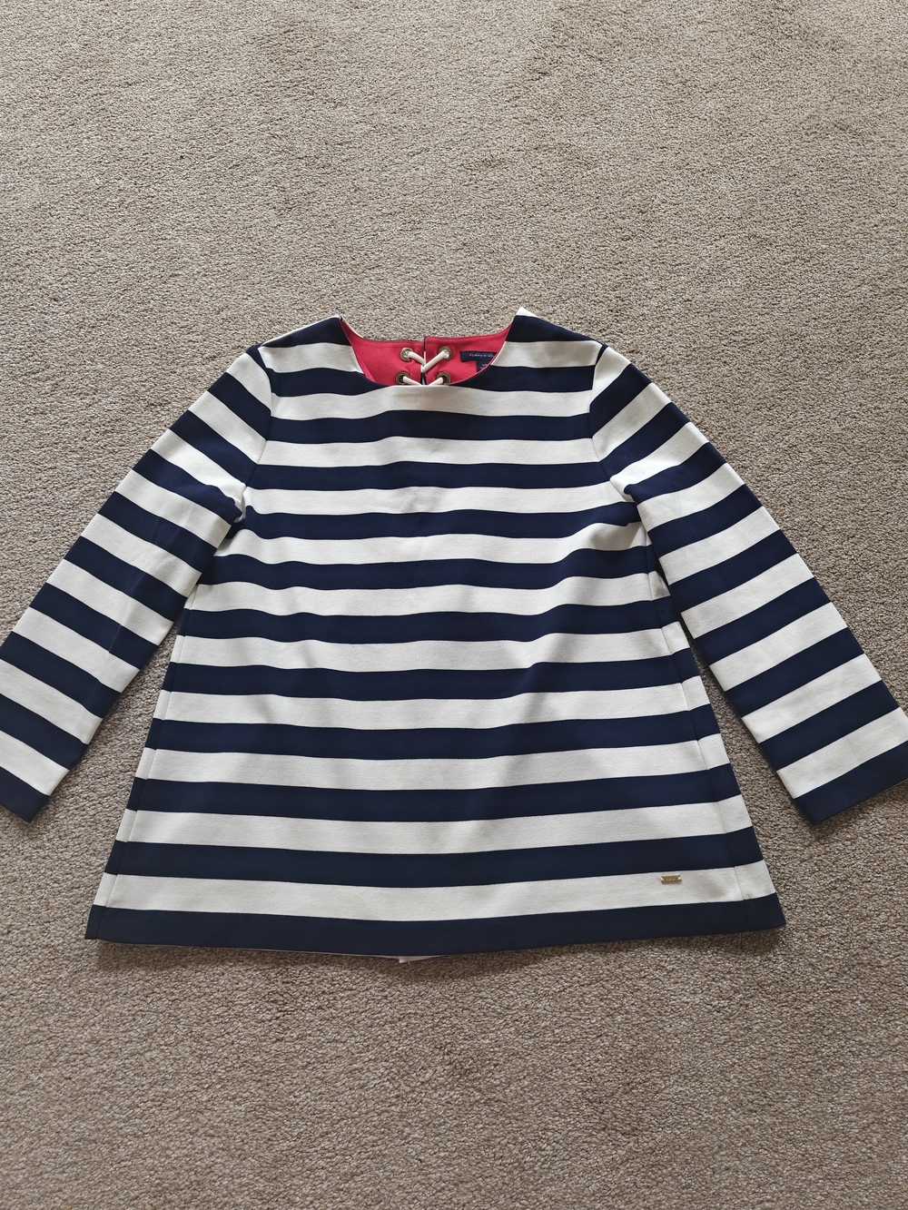 Girls Navy and White Striped Long Sleeve Top